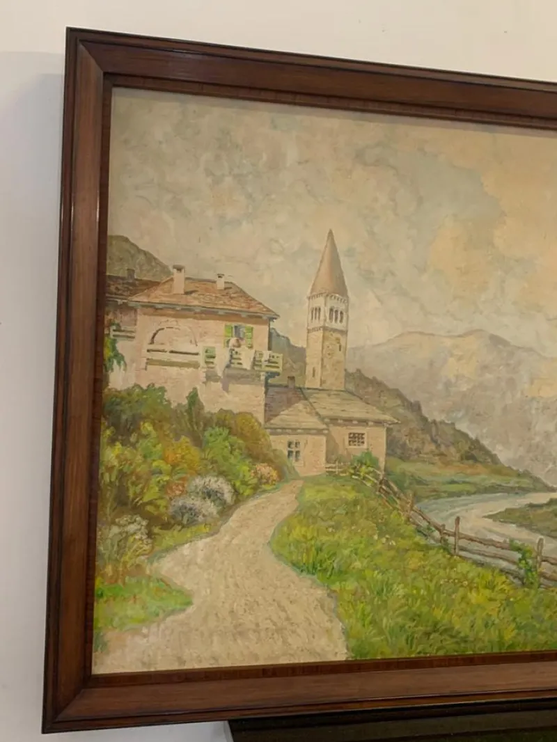 Pamono Edoardo Togni, Mountain View, 1920s, Oil on Canvas, Framed
