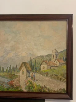 Pamono Edoardo Togni, Mountain View, 1920s, Oil on Canvas, Framed
