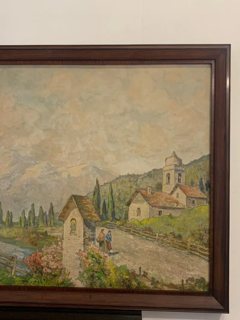 Pamono Edoardo Togni, Mountain View, 1920s, Oil on Canvas, Framed