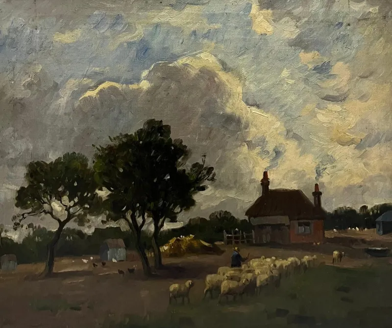 Outlet Pamono Edouard Chappel, Vers La Bergerie, 1890, Oil