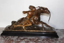 Pamono Edouard Drouot, Figure in Ambush in Front of His Horse, 1920s, Bronze> Classical|Sculpture