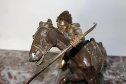 Pamono Edouard Drouot, Figure in Ambush in Front of His Horse, 1920s, Bronze><noscript><img width=