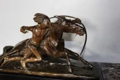 Pamono Edouard Drouot, Figure in Ambush in Front of His Horse, 1920s, Bronze><noscript><img width=