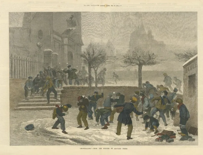 Pamono Edouard Frère, Snowballing from the Illustrated London News, 1876, Print> Prints & Multiples