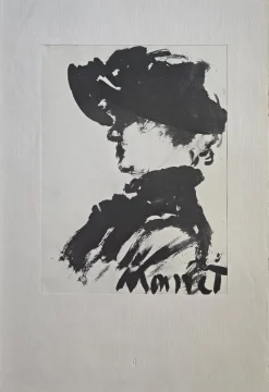 Pamono Edouard Manet, Woman's Head, Lithograph> Impressionist