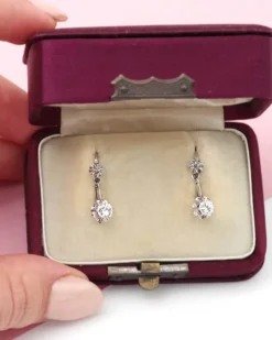 New Pamono Edwardian 0.40 Ct Diamond Earrings, Set of 2