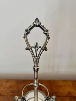 Discount Pamono Edwardian Cut Glass Decanters and Silver-Plated Stand, 1900, Set of 4