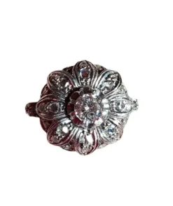 Pamono Edwardian Floral Halo Diamond Ring in Platinum, 1910s><noscript><img width=