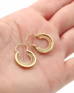 Online Pamono Edwardian Gold Hoop Earrings, Set of 2