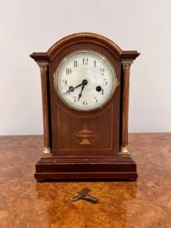 Discount Pamono Edwardian Mahogany Inlaid Mantle Clock, 1900s