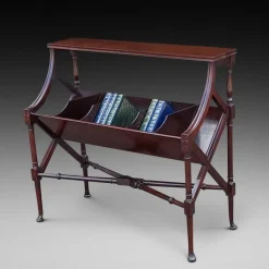 Pamono Edwardian Mahogany Library Book Trough> Magazine Racks