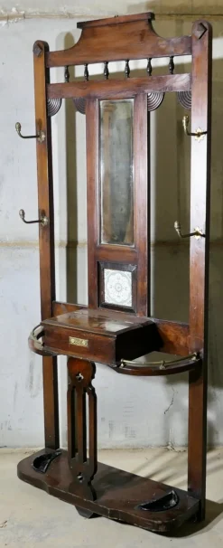 Pamono Edwardian Mirrored Hall Stand, 1890s><noscript><img width=