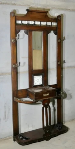 Pamono Edwardian Mirrored Hall Stand, 1890s><noscript><img width=