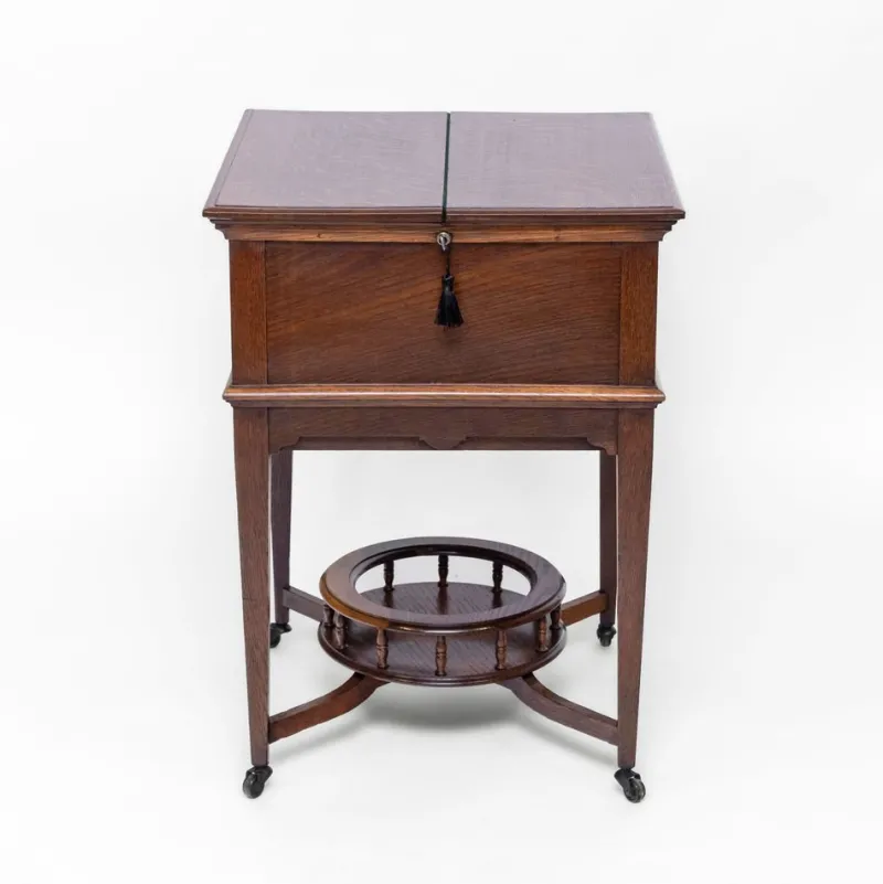 Pamono Edwardian Oak Metamorphic Rise and Fall Cocktail Drinks Cabinet, 1890s> Cabinets & Wardrobes