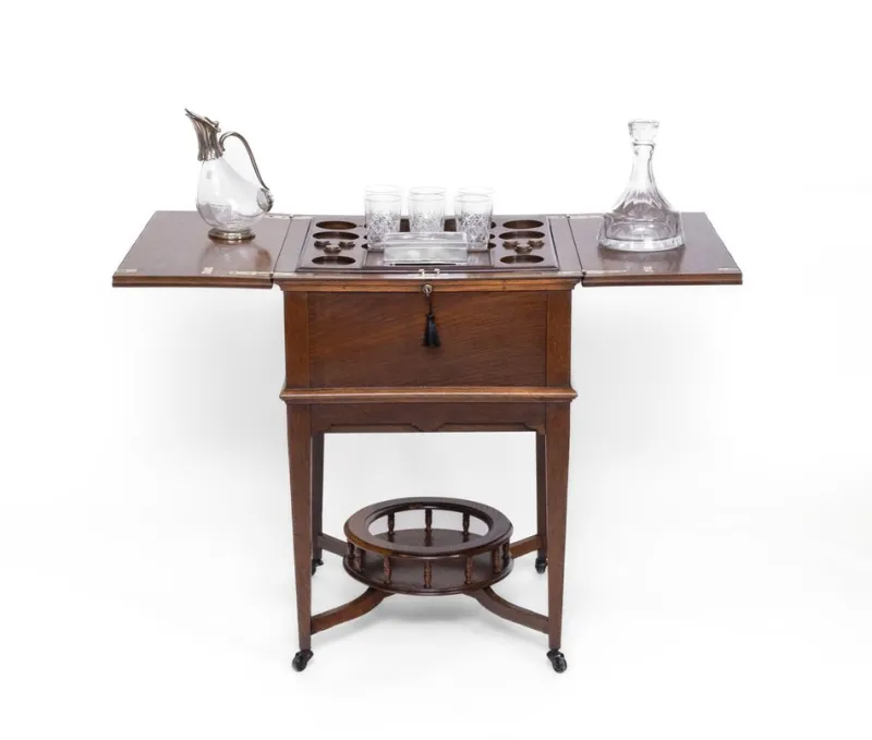 Pamono Edwardian Oak Metamorphic Rise and Fall Cocktail Drinks Cabinet, 1890s> Cabinets & Wardrobes