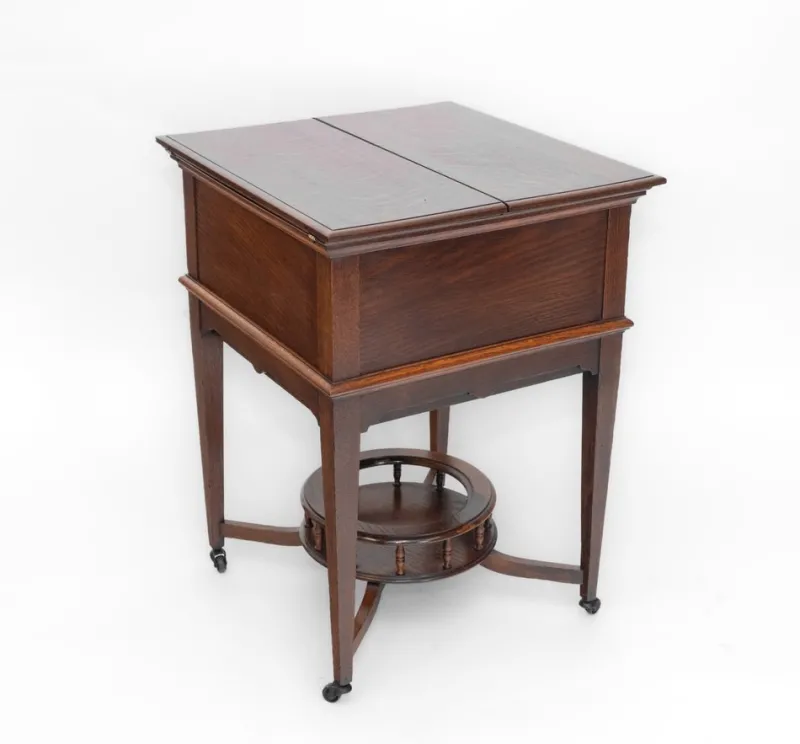 Pamono Edwardian Oak Metamorphic Rise and Fall Cocktail Drinks Cabinet, 1890s> Cabinets & Wardrobes