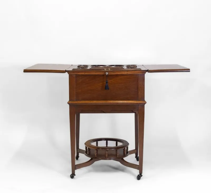 Pamono Edwardian Oak Metamorphic Rise and Fall Cocktail Drinks Cabinet, 1890s> Cabinets & Wardrobes