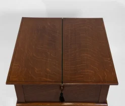 Pamono Edwardian Oak Metamorphic Rise and Fall Cocktail Drinks Cabinet, 1890s><noscript><img width=
