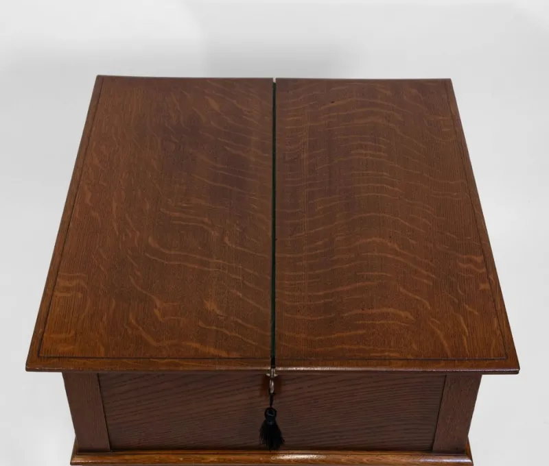 Pamono Edwardian Oak Metamorphic Rise and Fall Cocktail Drinks Cabinet, 1890s> Cabinets & Wardrobes