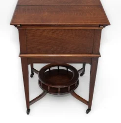 Pamono Edwardian Oak Metamorphic Rise and Fall Cocktail Drinks Cabinet, 1890s><noscript><img width=