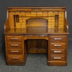 New Pamono Edwardian Oak Roll Top Desk