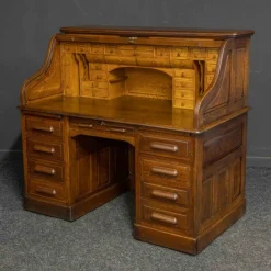 New Pamono Edwardian Oak Roll Top Desk
