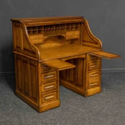 Pamono Edwardian Oak Roll Top Desk><noscript><img width=