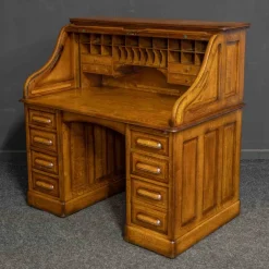 Pamono Edwardian Oak Roll Top Desk><noscript><img width=