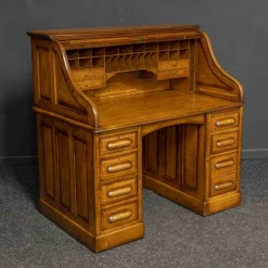 Pamono Edwardian Oak Roll Top Desk><noscript><img width=