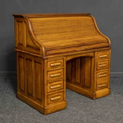 Pamono Edwardian Oak Roll Top Desk><noscript><img width=