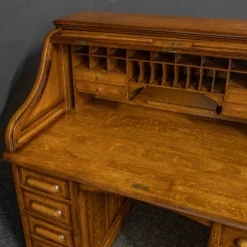 Pamono Edwardian Oak Roll Top Desk><noscript><img width=