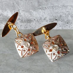 Discount Pamono Edwardian Square Diamond Cufflinks, 1910, Set of 2