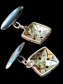 Discount Pamono Edwardian Square Diamond Cufflinks, 1910, Set of 2