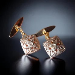 Discount Pamono Edwardian Square Diamond Cufflinks, 1910, Set of 2