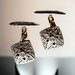 Discount Pamono Edwardian Square Diamond Cufflinks, 1910, Set of 2