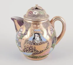 Pamono Egoist Tea Set Consisting of a Teapot, Sugar Bowl, Creamer, Cup from Satsuma, Japan, Set of 4><noscript><img width=