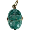 Discount Pamono Egyptian Faience Ceramic Scarab 18k Yellow Gold Charm Pendant, 1920s