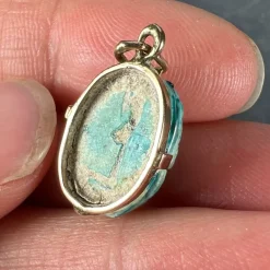 Discount Pamono Egyptian Faience Ceramic Scarab 18k Yellow Gold Charm Pendant, 1920s
