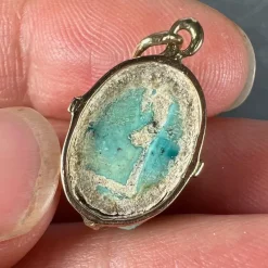 Discount Pamono Egyptian Faience Ceramic Scarab 18k Yellow Gold Charm Pendant, 1920s