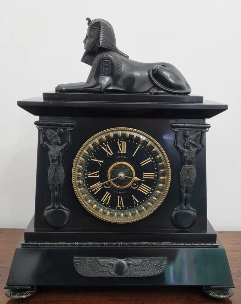 Pamono Egyptian Revival Mantel Clock by D. Munsey of Cambridge> Clocks