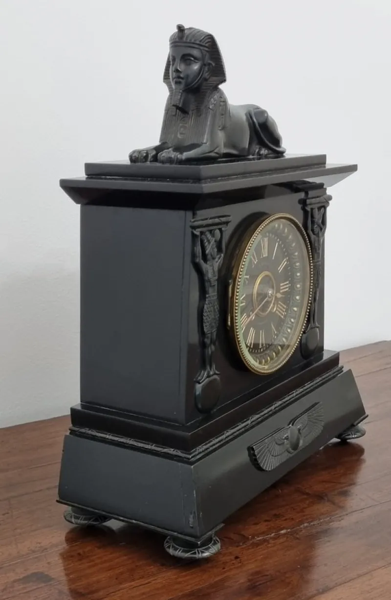 Pamono Egyptian Revival Mantel Clock by D. Munsey of Cambridge> Clocks
