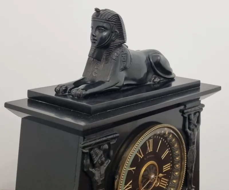Pamono Egyptian Revival Mantel Clock by D. Munsey of Cambridge> Clocks