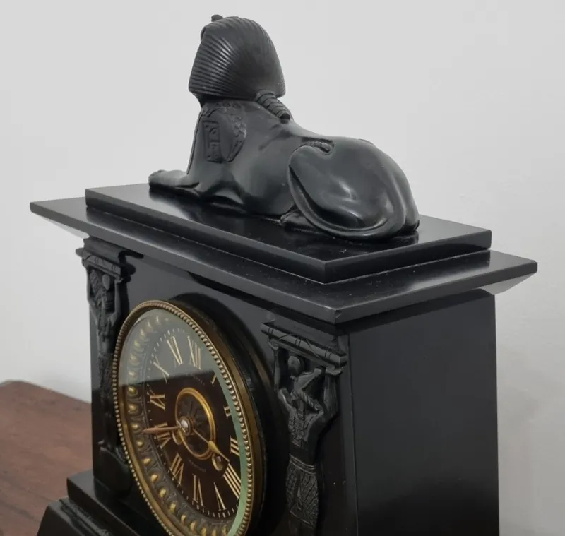 Pamono Egyptian Revival Mantel Clock by D. Munsey of Cambridge> Clocks