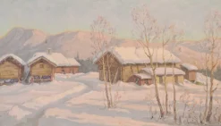 Pamono Einar Krüger, Post Impressionist Swedish Snowscape, Mid-20th Century, Oil on Board, Framed> Impressionist