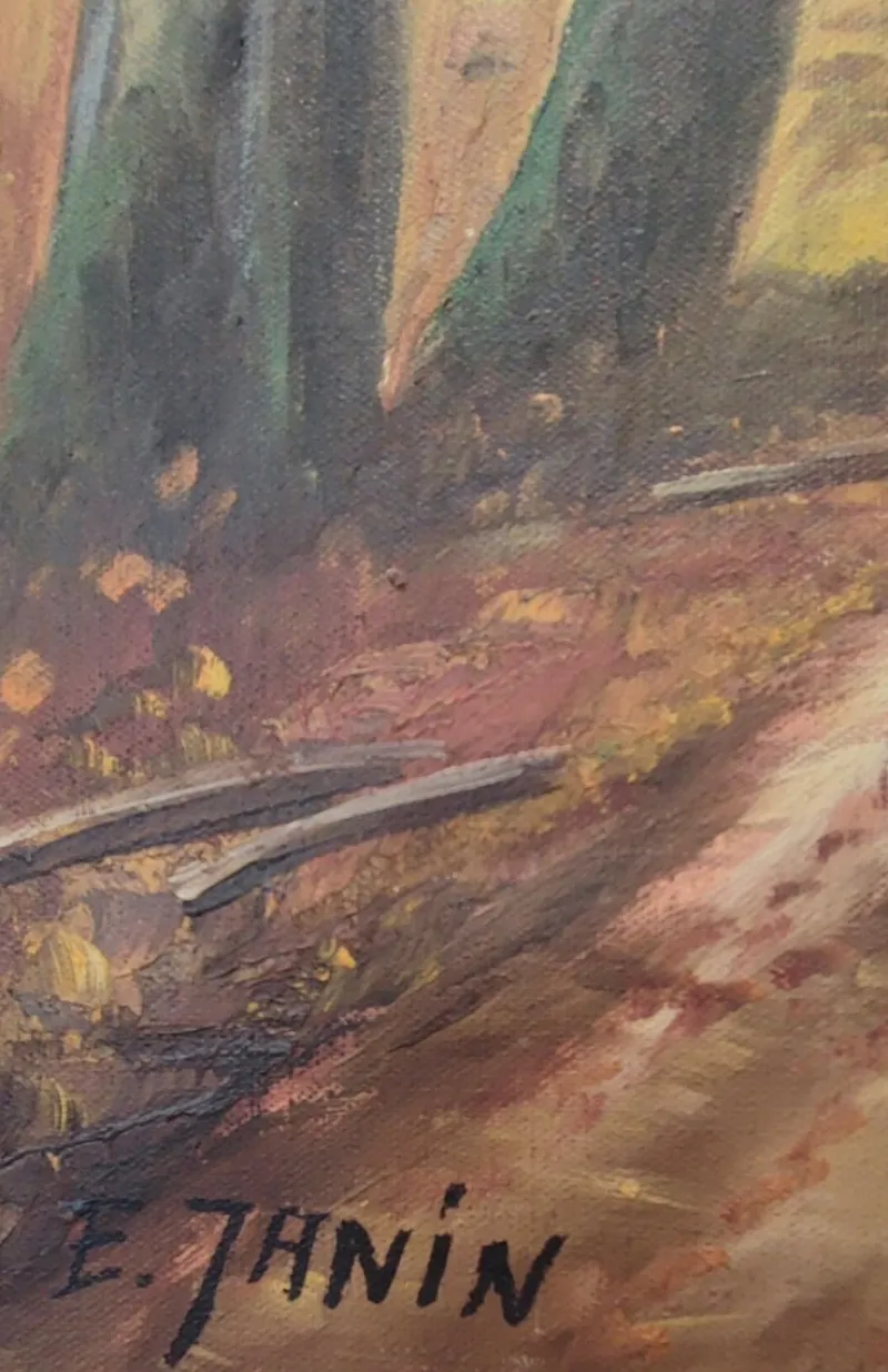 New Pamono Elie Janin, Campagne Genevoise, Oil on Canvas