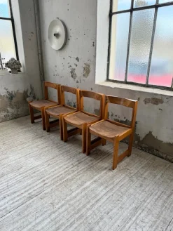 Pamono Elm Chairs in the style of Maison Regain, 1980s, Set of 4><noscript><img width=