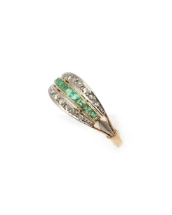 Outlet Pamono Emerald and Diamond Line Ring