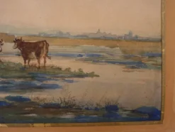 Sale Pamono Emile Henry, Rustic Scene, 1903, Original Watercolor