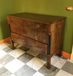 Pamono Empire Chest of Drawers in Walnut with Bronze Details, 18th Century><noscript><img width=