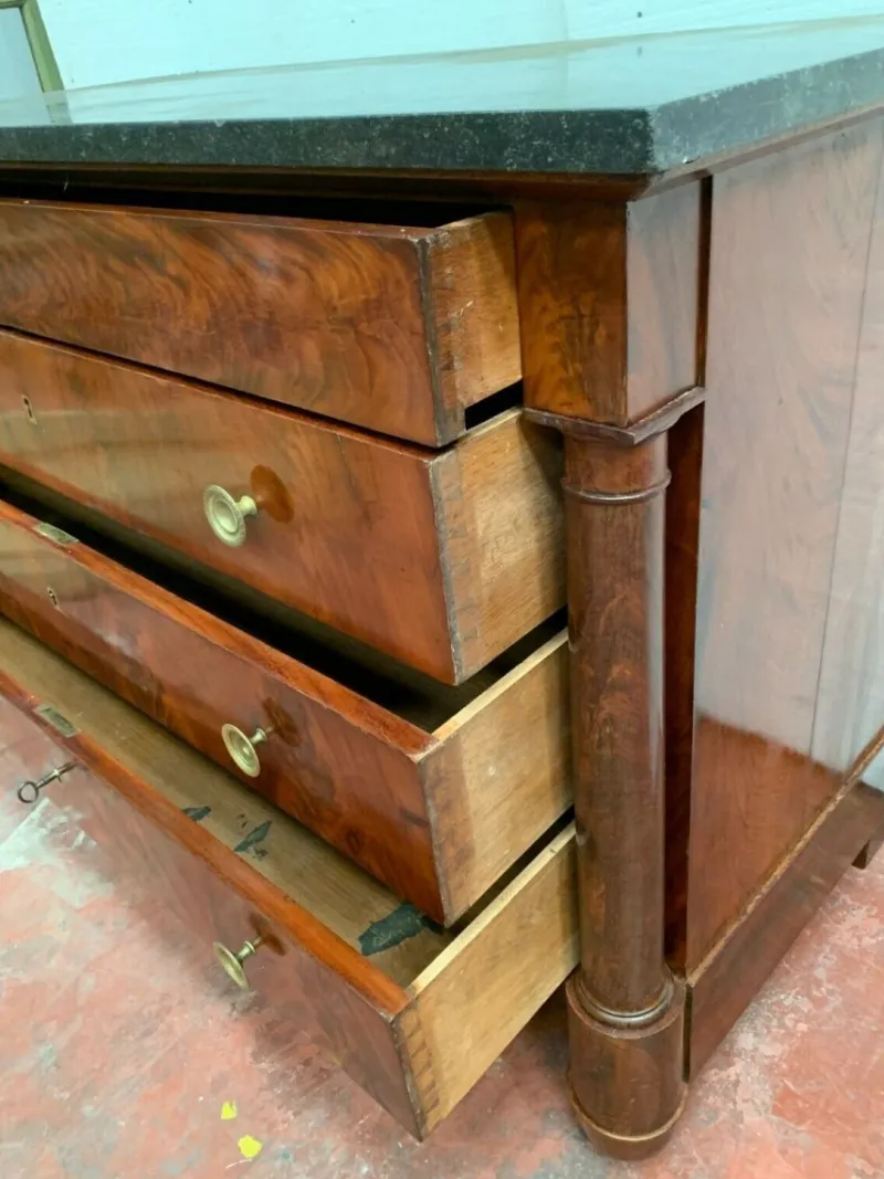 Pamono Empire Chest of Drawers with Detached Columns, 1800s> Dressers, Commodes & Chests